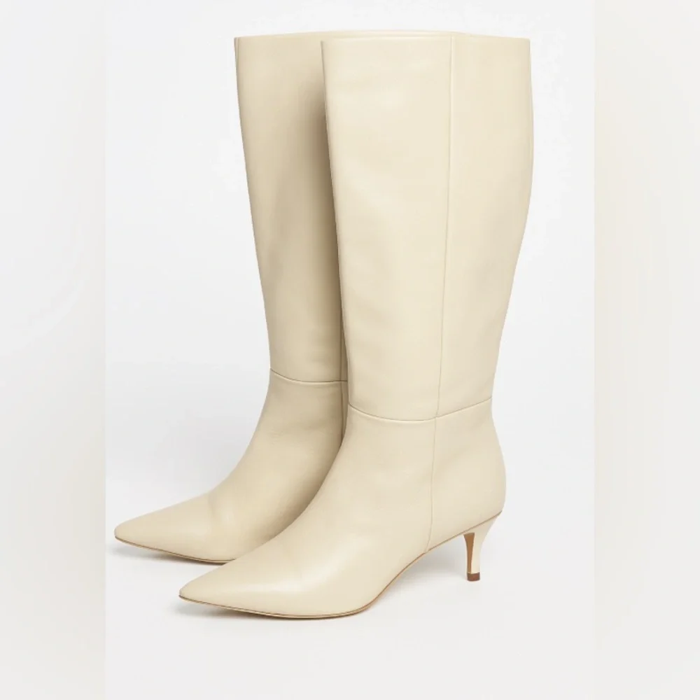 Zara Cream Knee-High Boots - Picture 1 of 4